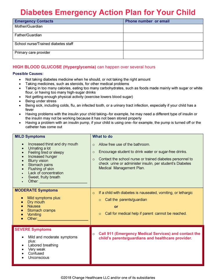 Diabetes: Action Plan for My Child: Illustration, page 1