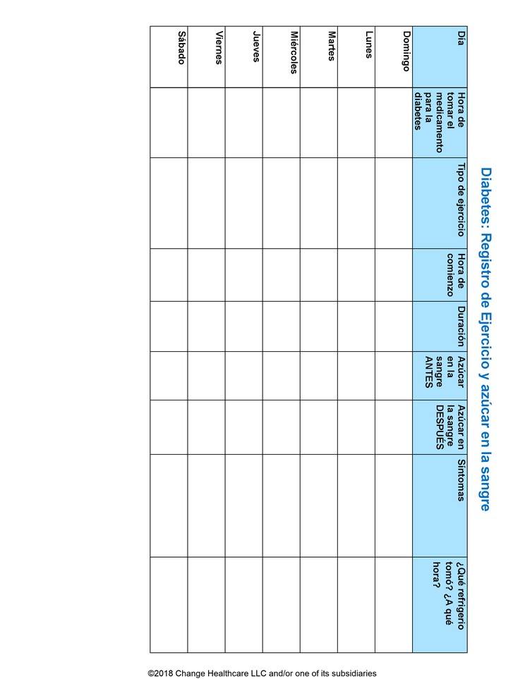 Diabetes: Exercise and Blood Sugar Record: Illustration